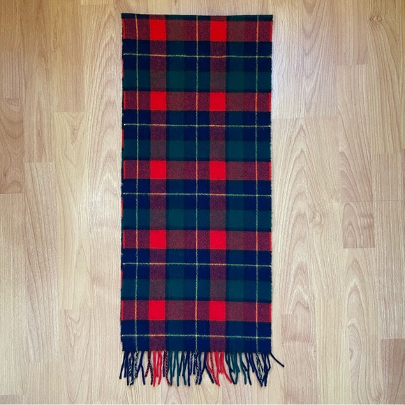 Vintage Burberrys’ Men’s Plaid Logo Patch 100% Wool Scarf - Picture 3 of 6